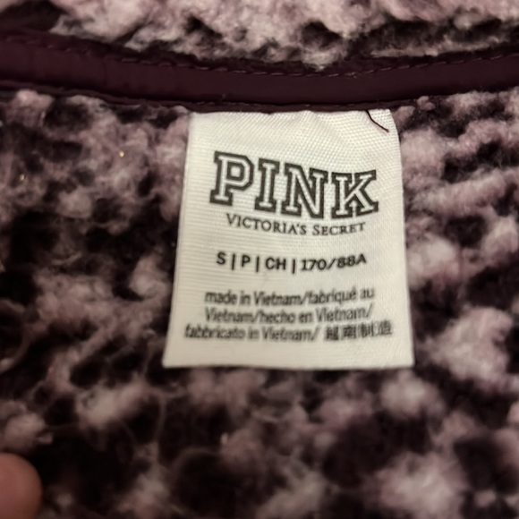 Burgundy Zip-Up Sherpa Jacket, Brand Pink, Size Small - Picture 4 of 4